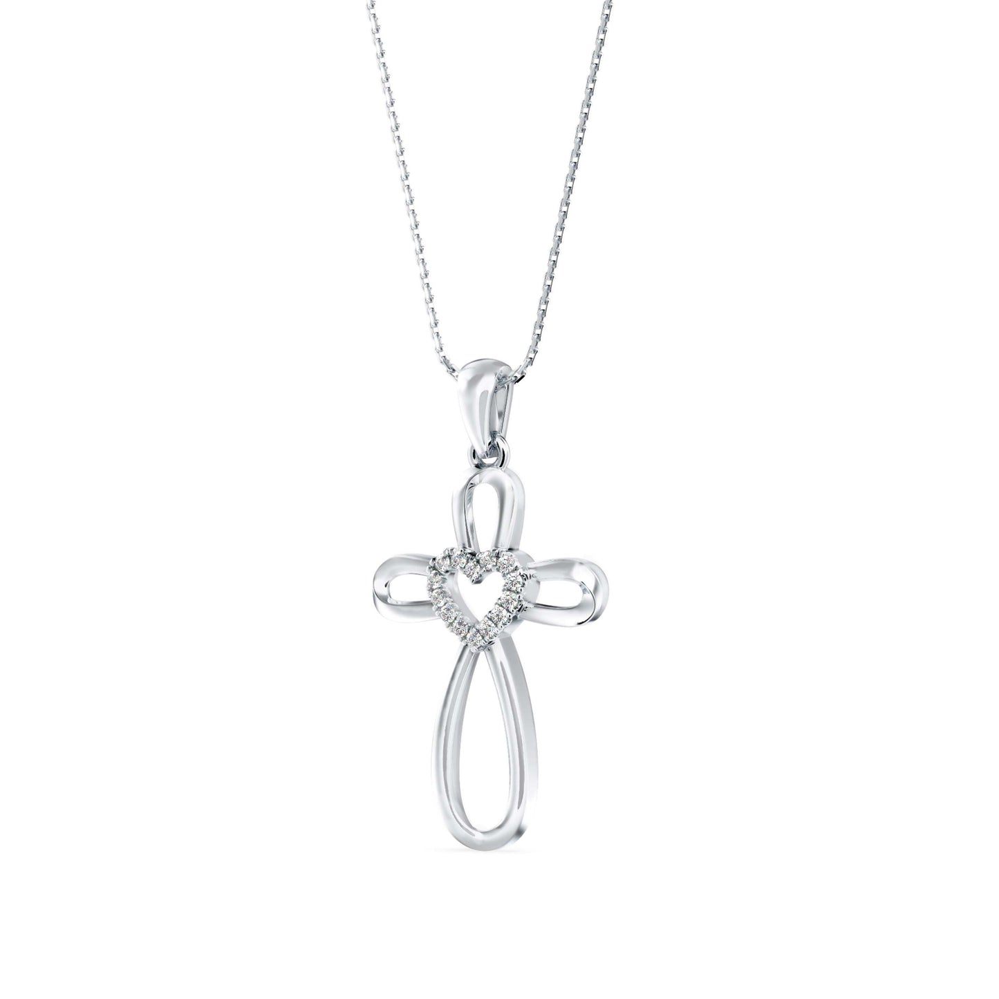 Rosary Heart Diamond Pendant White Gold