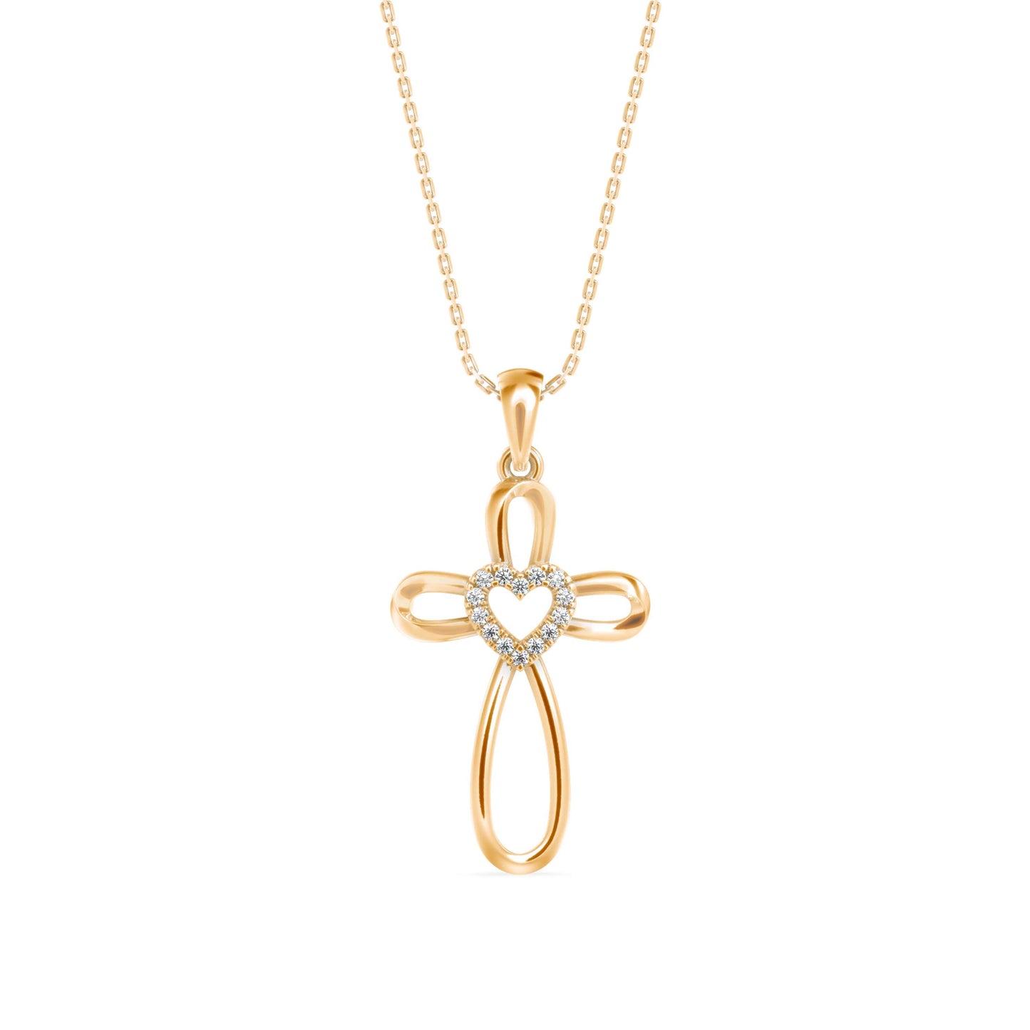 Rosary Heart Diamond Pendant Yellow Gold