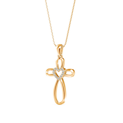 Rosary Heart Diamond Pendant Yellow Gold