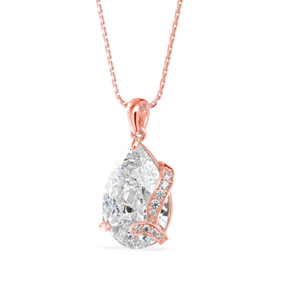 Foxy Pear Diamond Pendant Rose Gold