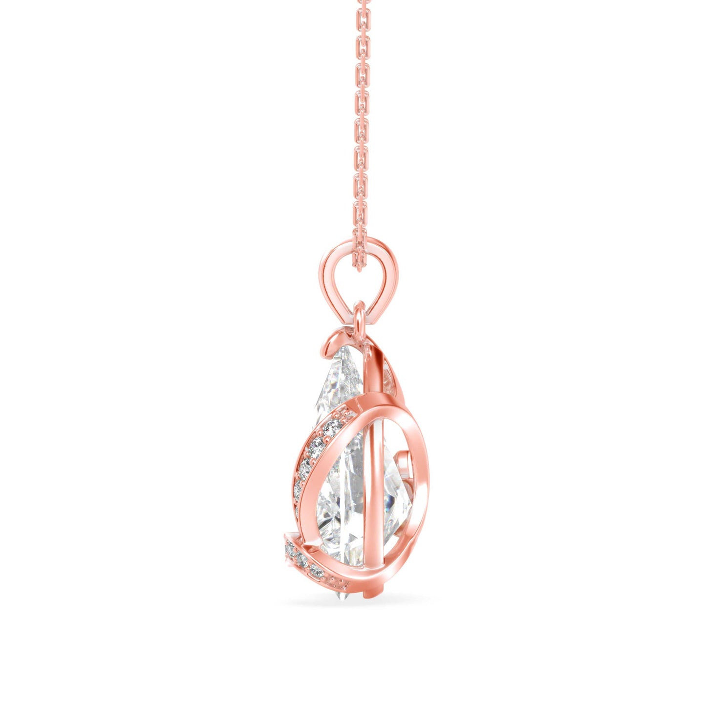 Foxy Pear Diamond Pendant Rose Gold