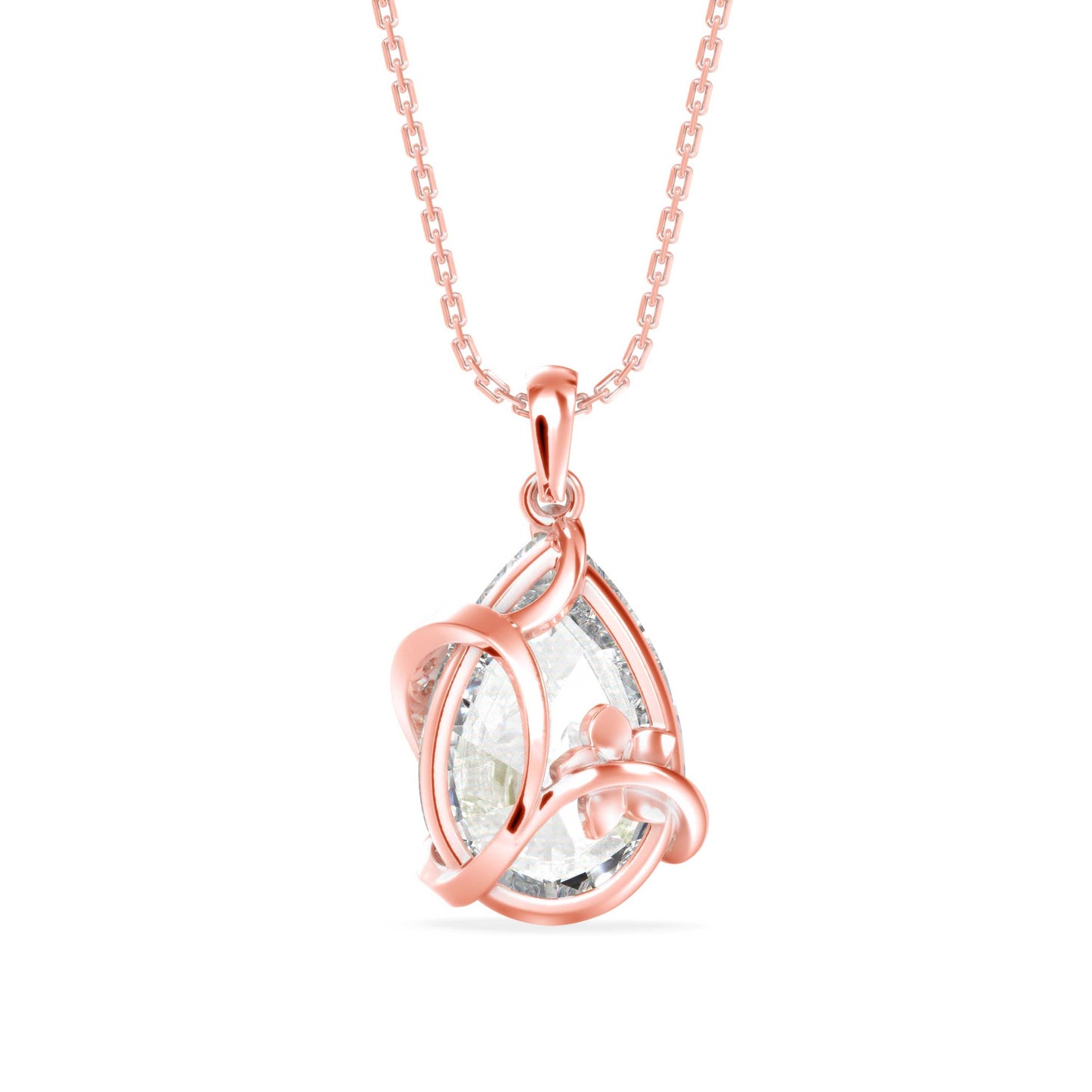 Foxy Pear Diamond Pendant Rose Gold