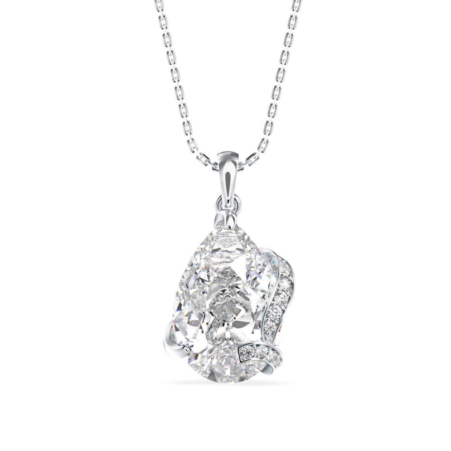 Foxy Pear Diamond Pendant White Gold