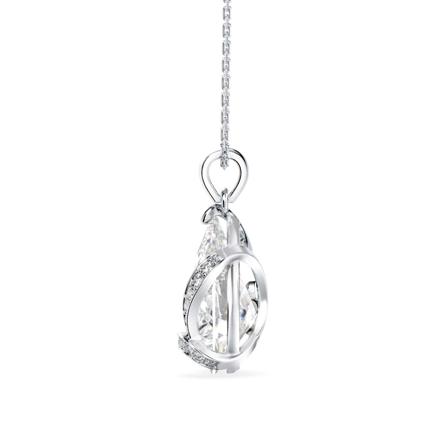 Foxy Pear Diamond Pendant White Gold