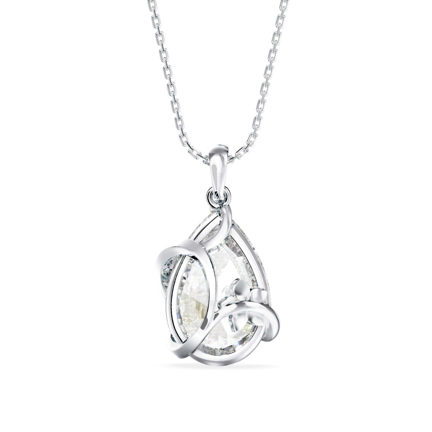 Foxy Pear Diamond Pendant White Gold