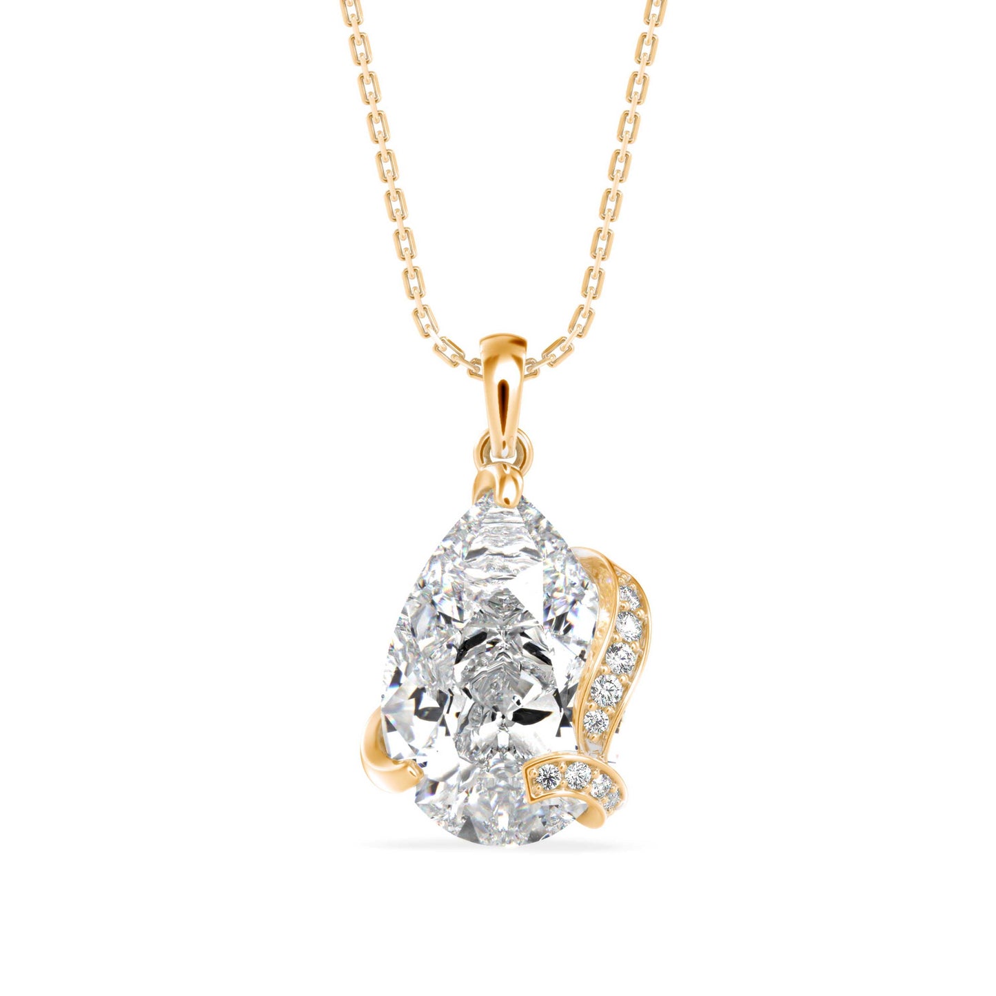 Foxy Pear Diamond Pendant Yellow Gold