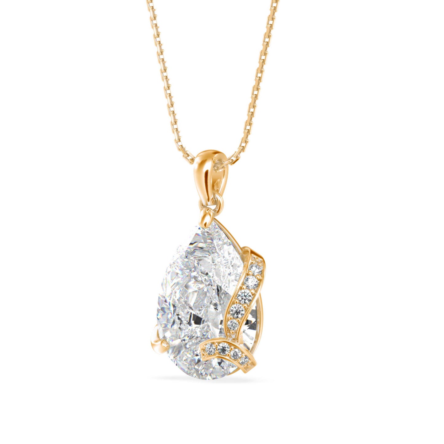 Foxy Pear Diamond Pendant Yellow Gold