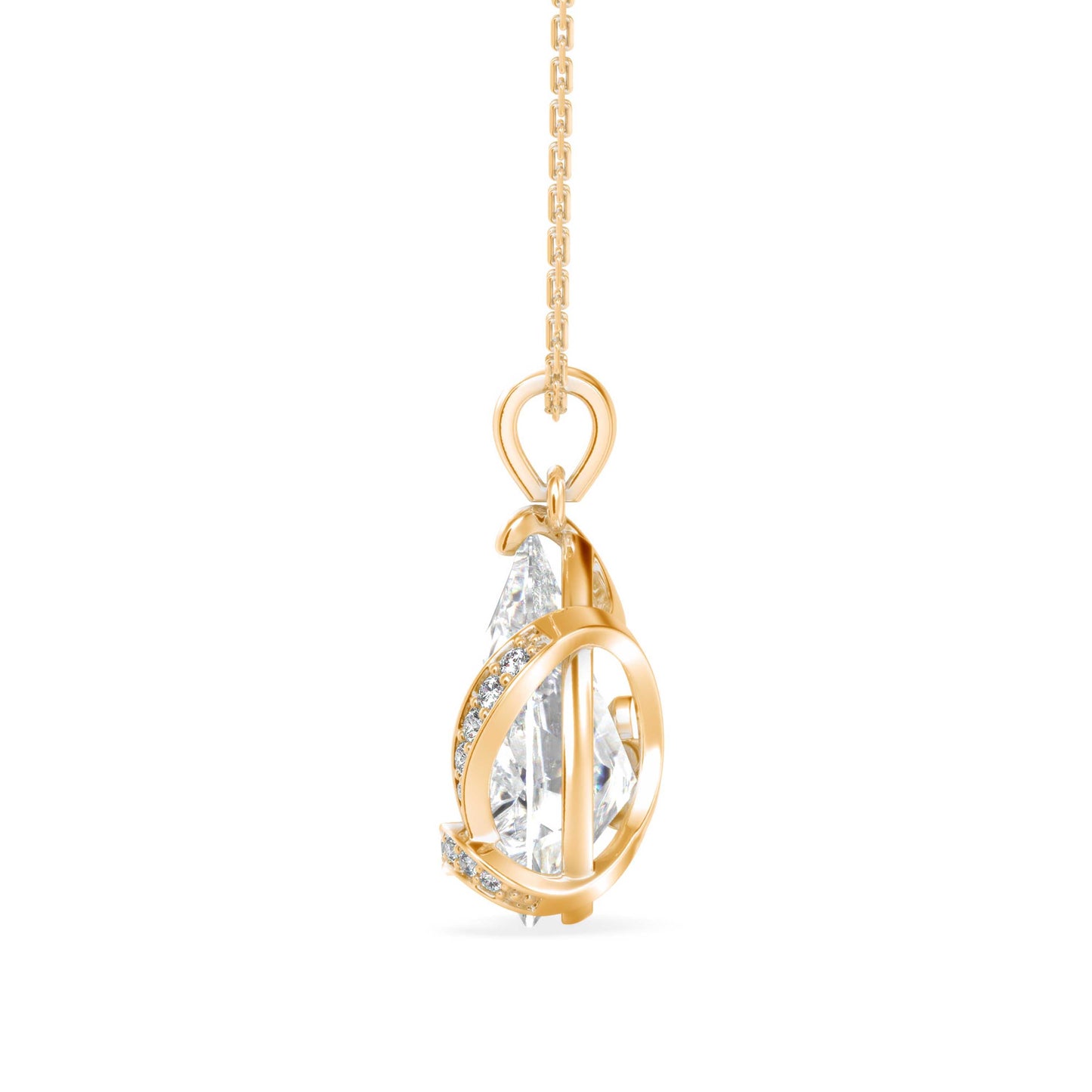 Foxy Pear Diamond Pendant Yellow Gold