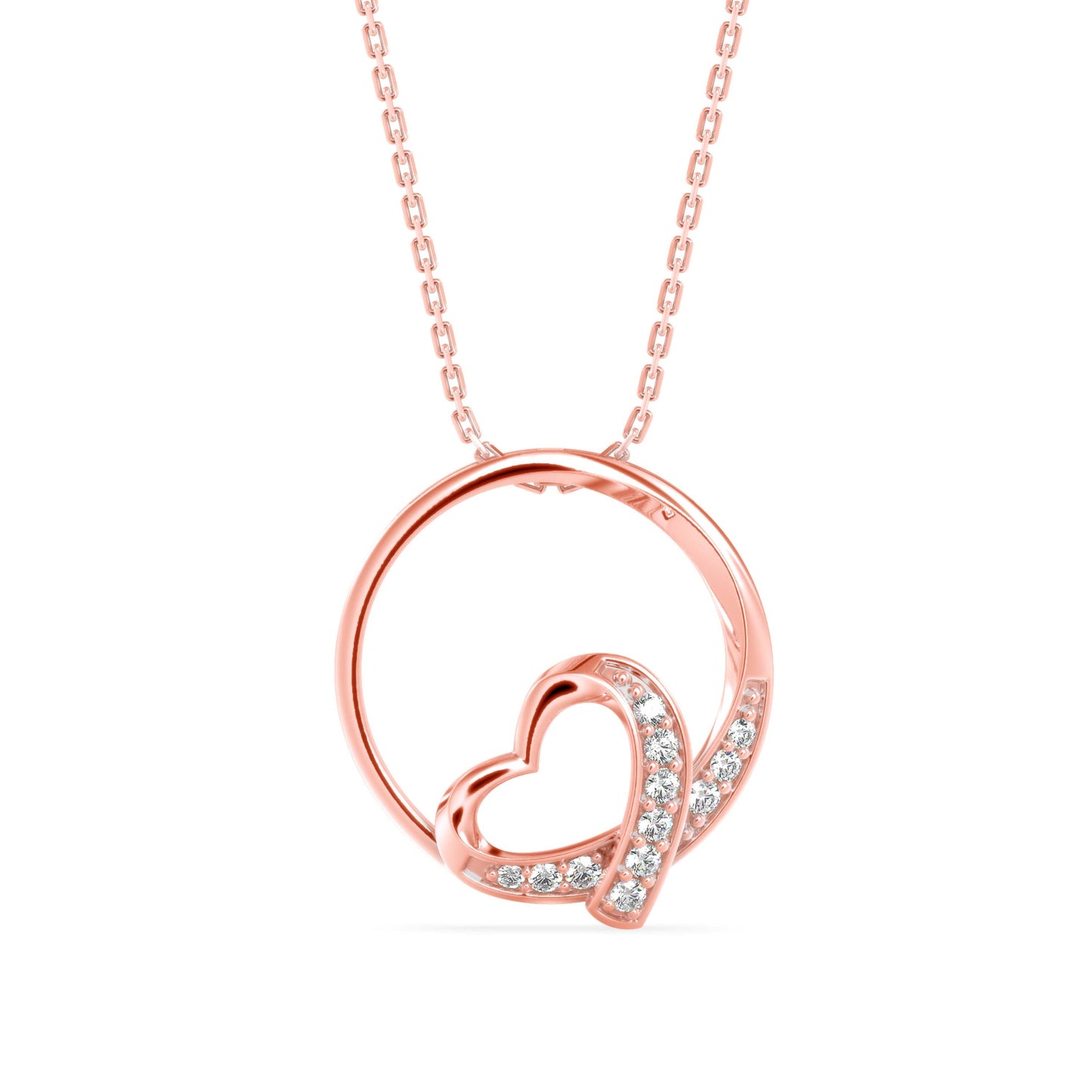 Girdle Heart Diamond Pendant Rose Gold