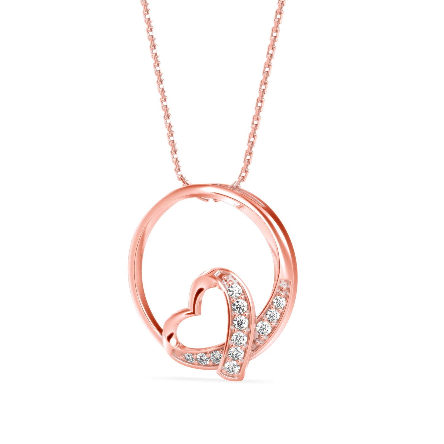 Girdle Heart Diamond Pendant Rose Gold