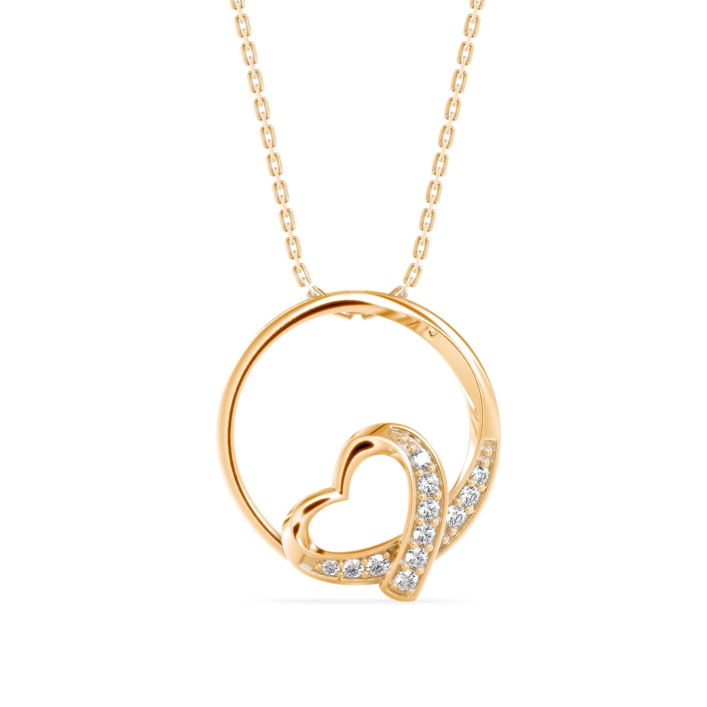 Girdle Heart Diamond Pendant Yellow Gold