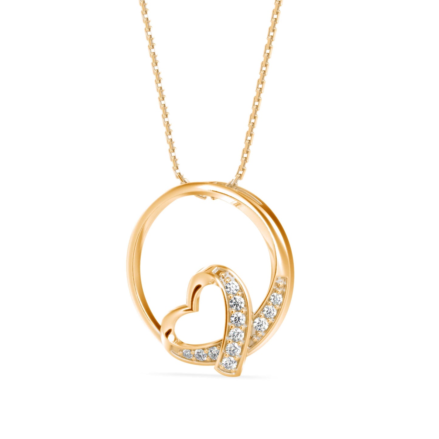 Girdle Heart Diamond Pendant Yellow Gold