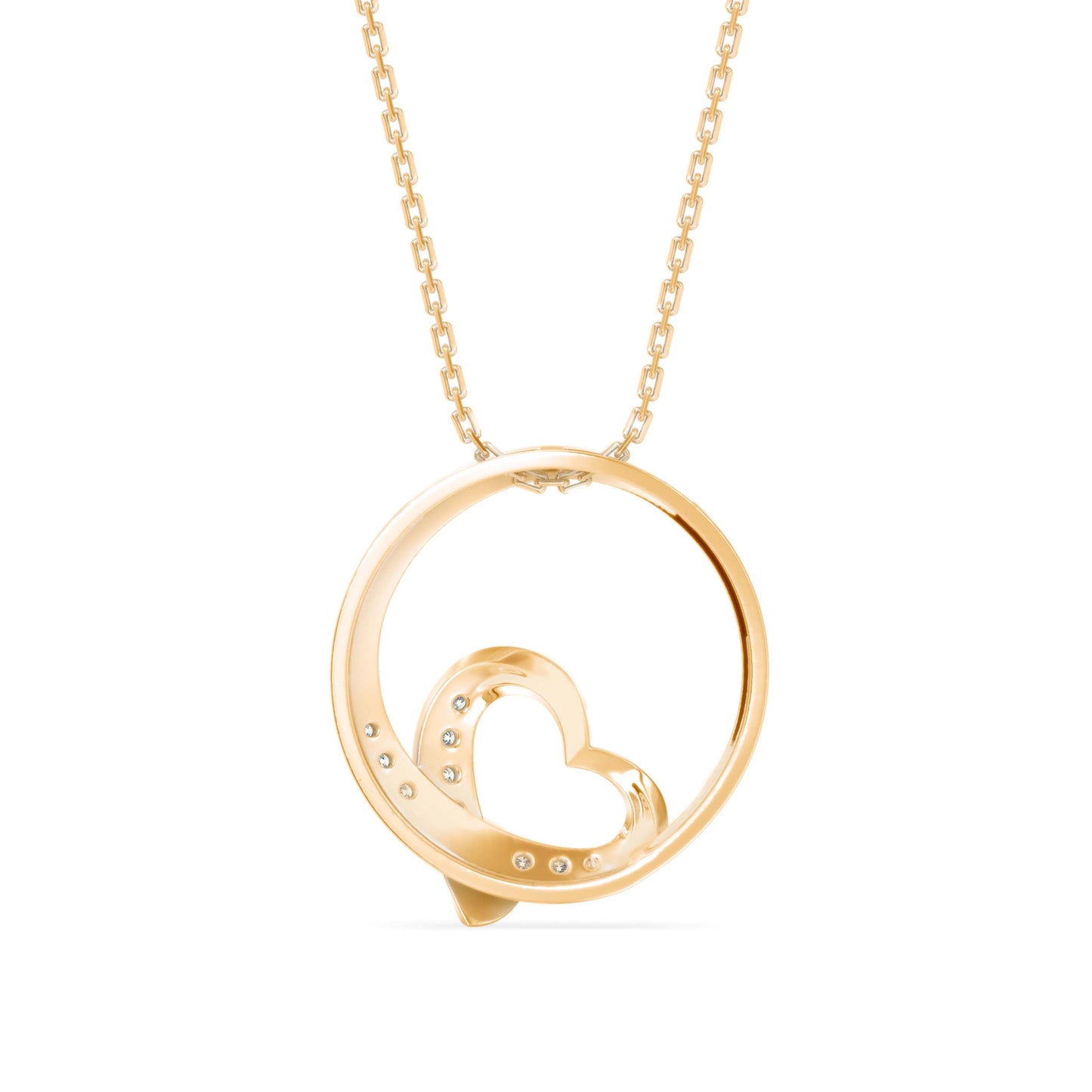 Girdle Heart Diamond Pendant Yellow Gold