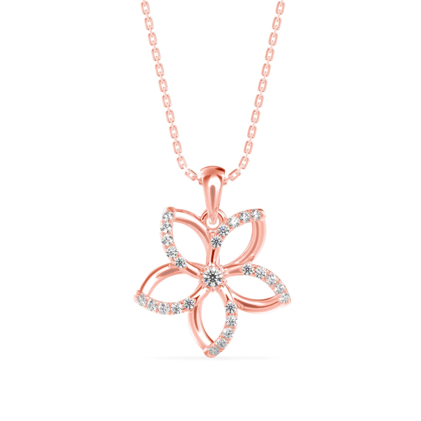 Diamond Floret Charm Pendant Rose Gold