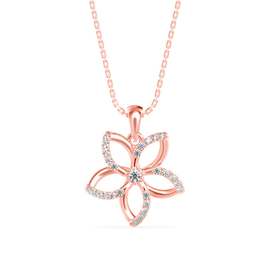 Diamond Floret Charm Pendant Rose Gold