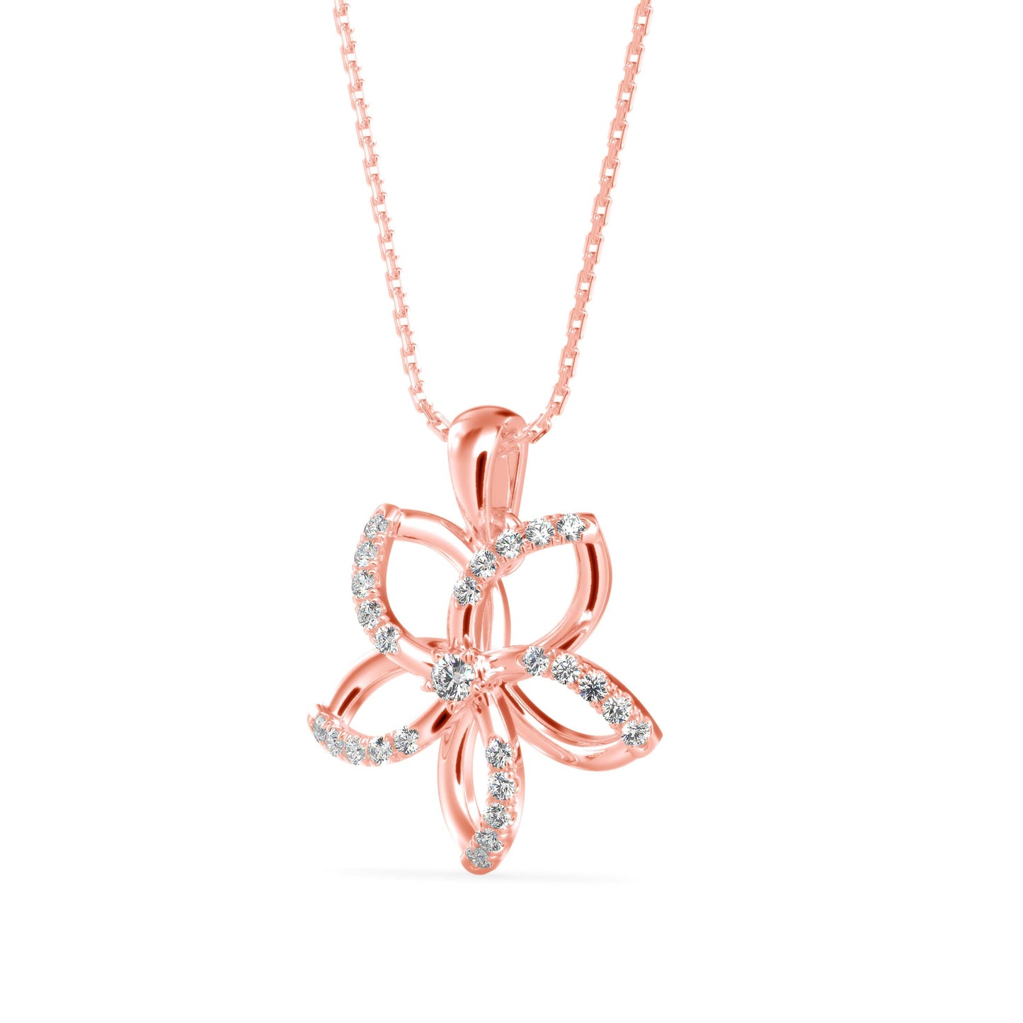 Diamond Floret Charm Pendant Rose Gold