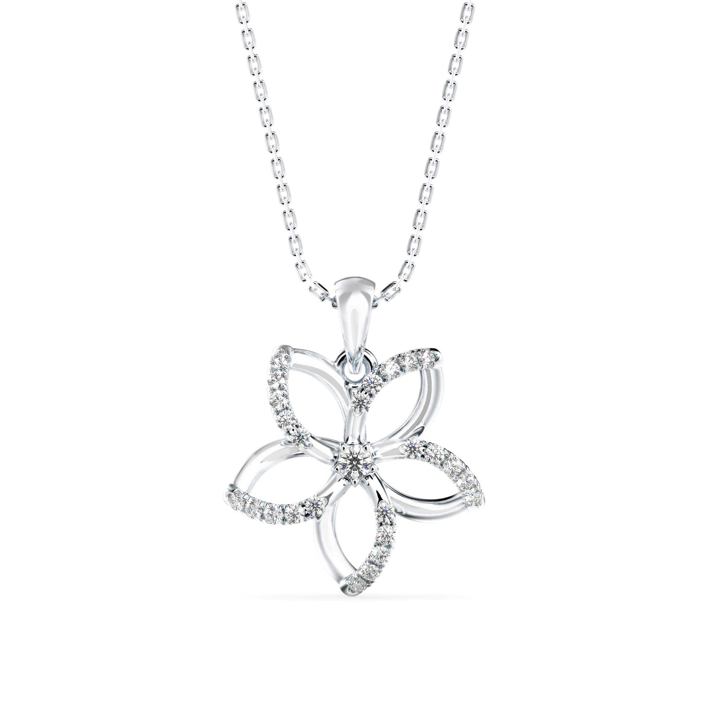 Diamond Floret Charm Pendant White Gold