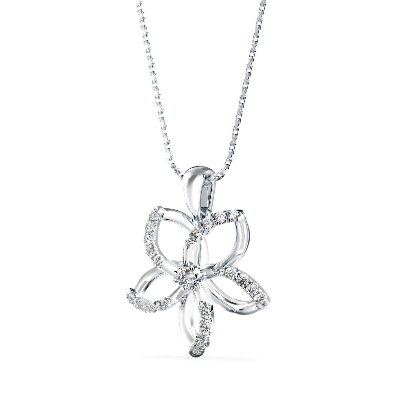 Diamond Floret Charm Pendant White Gold