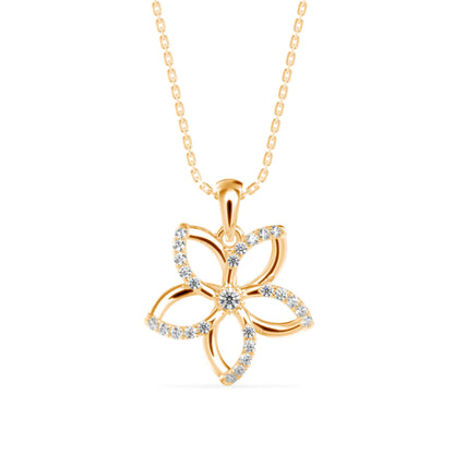 Diamond Floret Charm Pendant Yellow Gold