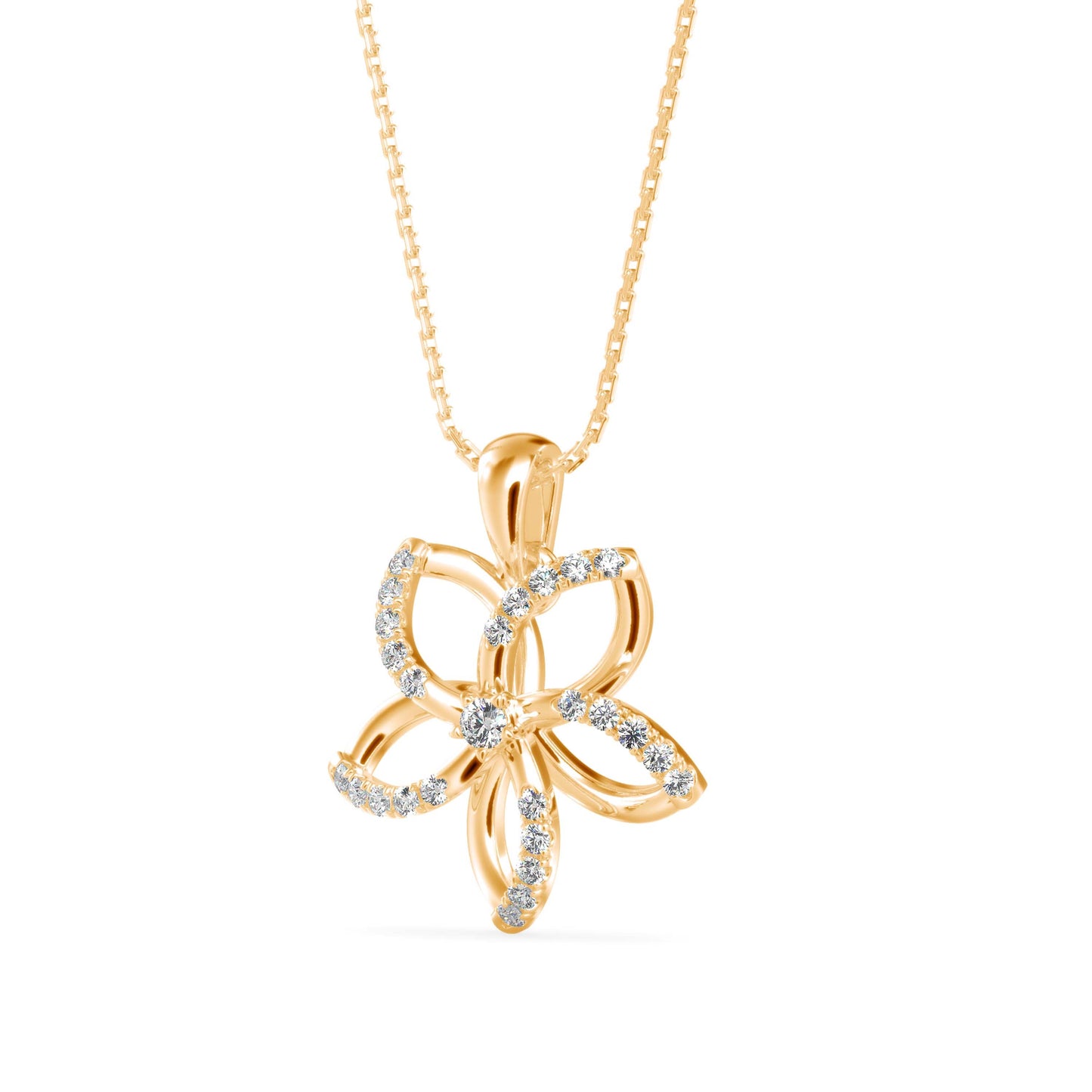 Diamond Floret Charm Pendant Yellow Gold