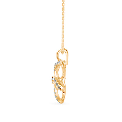 Diamond Floret Charm Pendant Yellow Gold