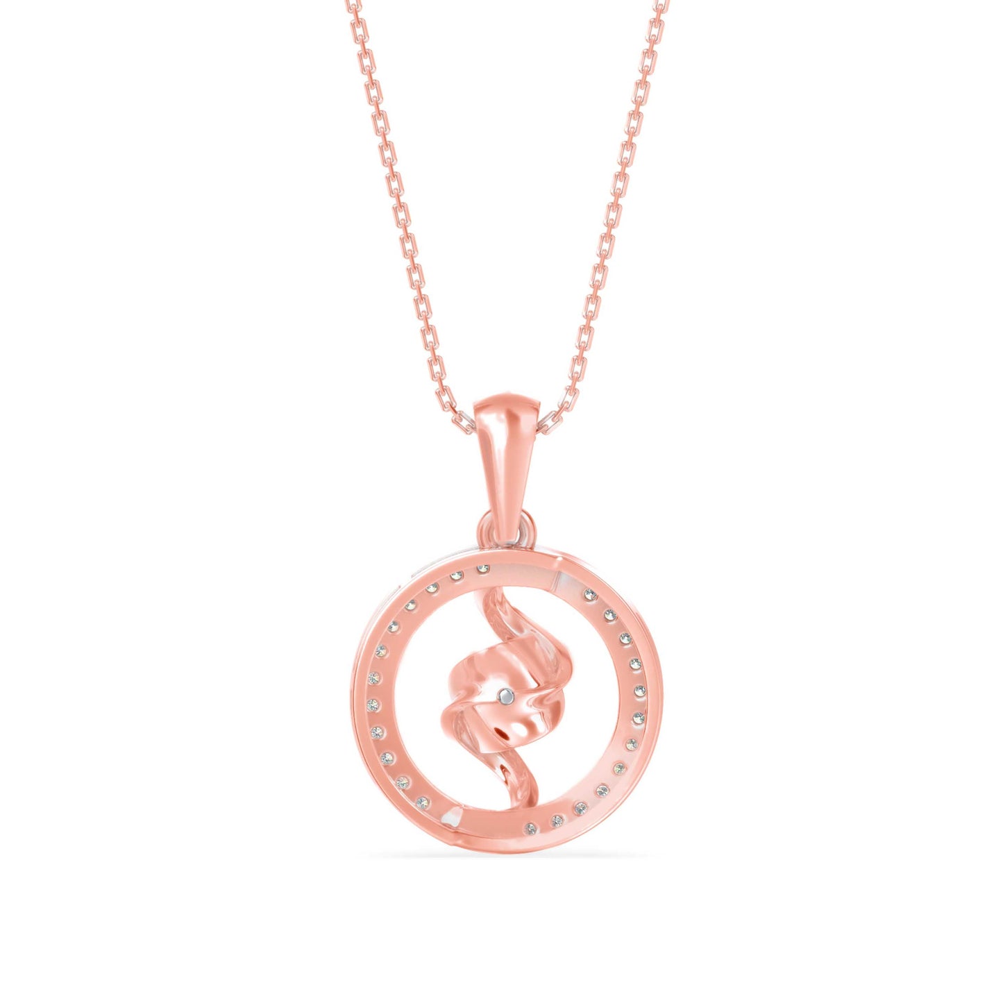 Elliptic Spiral Diamond Pendant Rose Gold