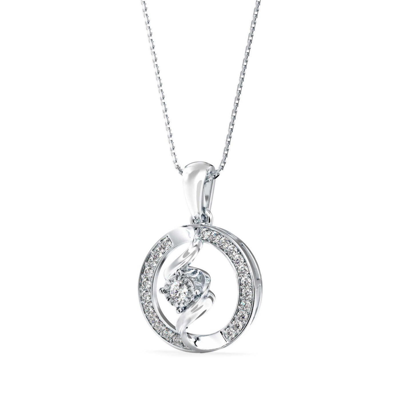 Elliptic Spiral Diamond Pendant Platinum