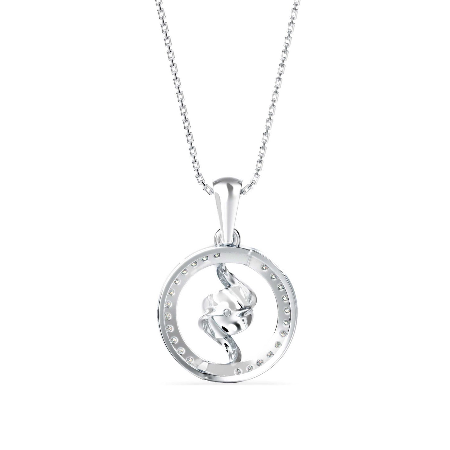 Elliptic Spiral Diamond Pendant Platinum