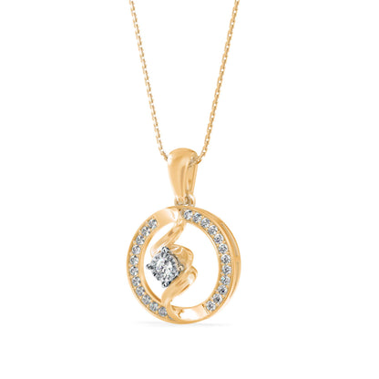 Elliptic Spiral Diamond Pendant Yellow Gold