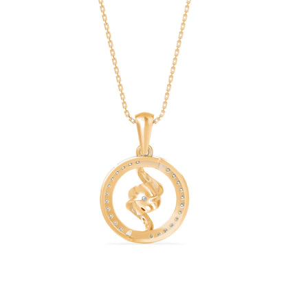 Elliptic Spiral Diamond Pendant Yellow Gold