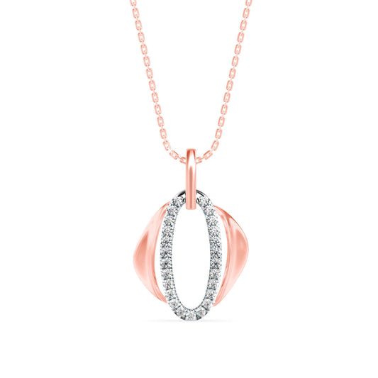 Ovate Charm Diamond Pendant Rose Gold