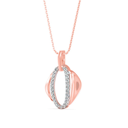 Ovate Charm Diamond Pendant Rose Gold