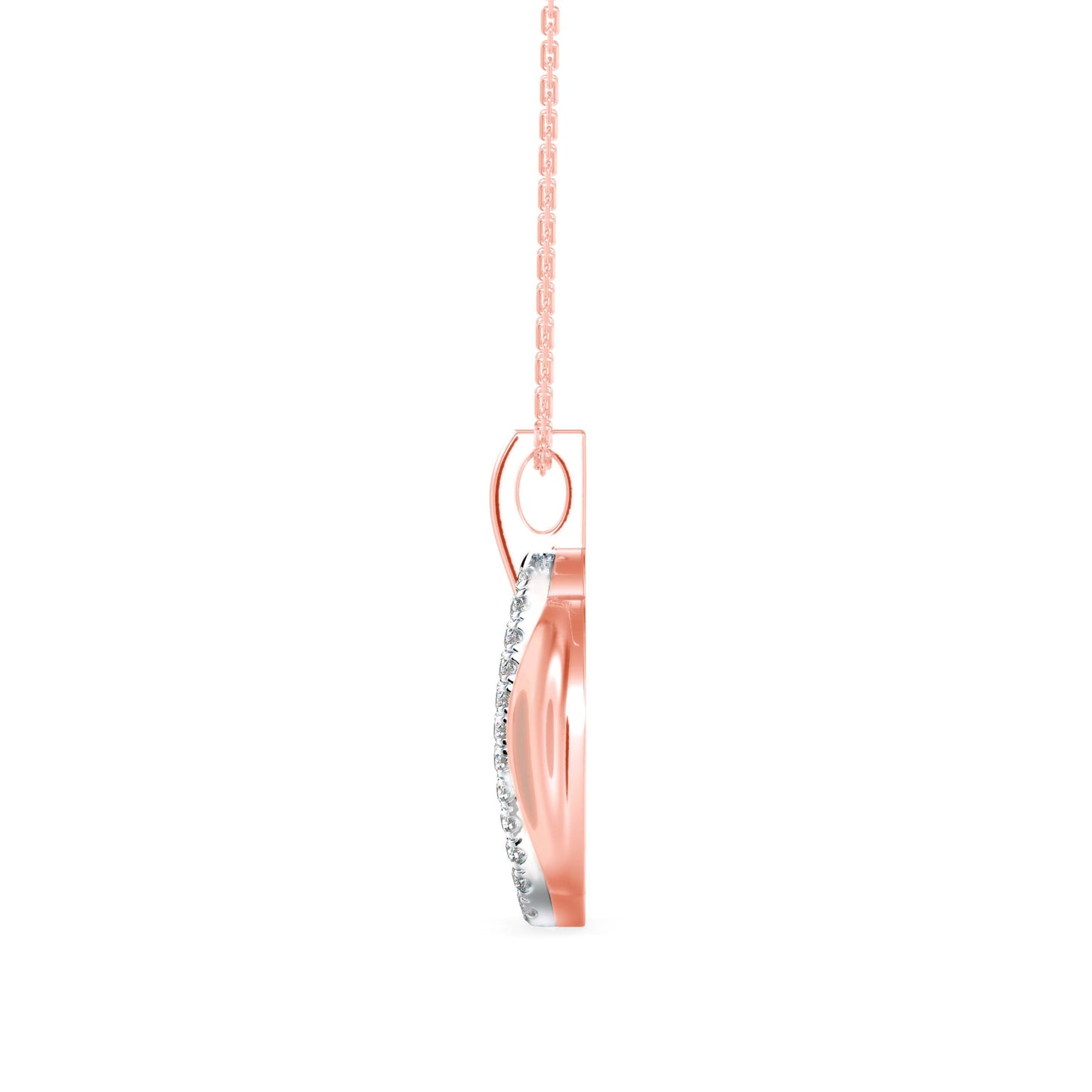 Ovate Charm Diamond Pendant Rose Gold