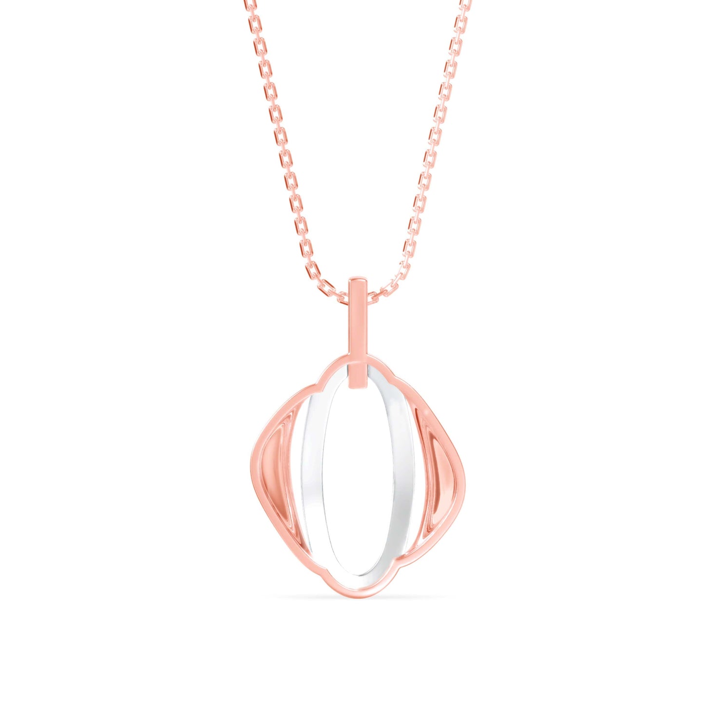 Ovate Charm Diamond Pendant Rose Gold