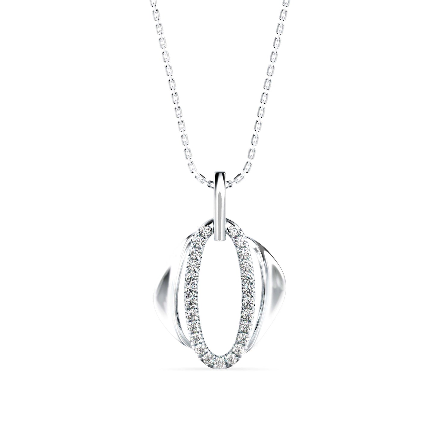 Ovate Charm Diamond Pendant White Gold