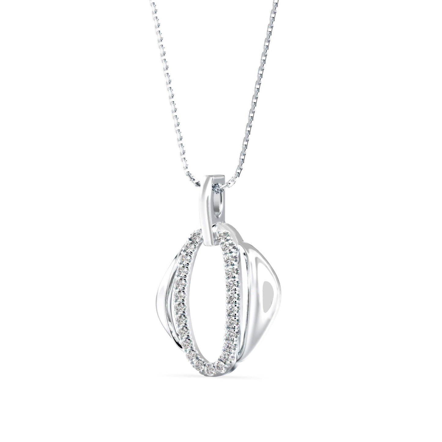 Ovate Charm Diamond Pendant White Gold