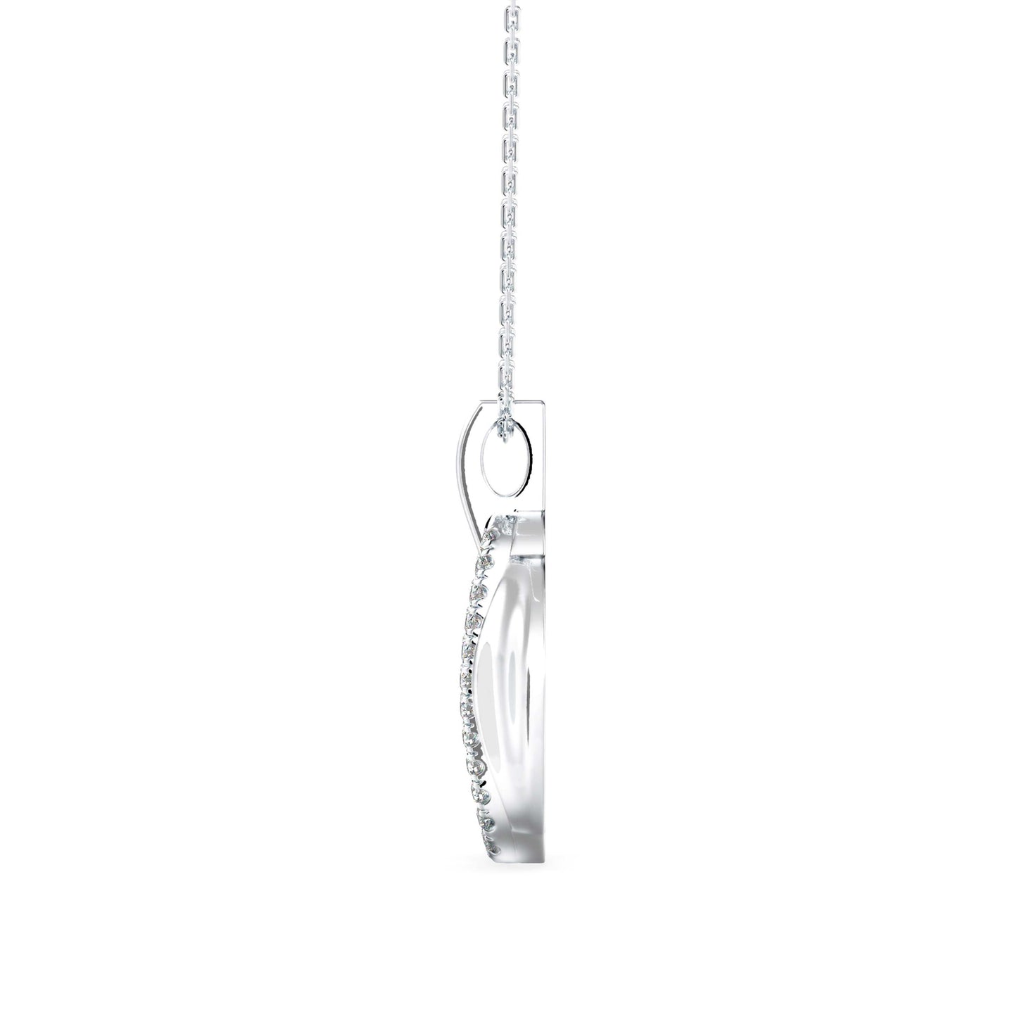 Ovate Charm Diamond Pendant White Gold