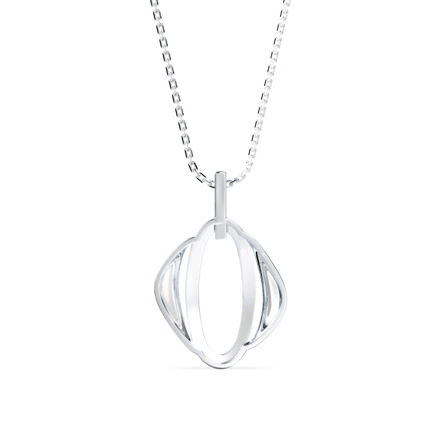 Ovate Charm Diamond Pendant White Gold