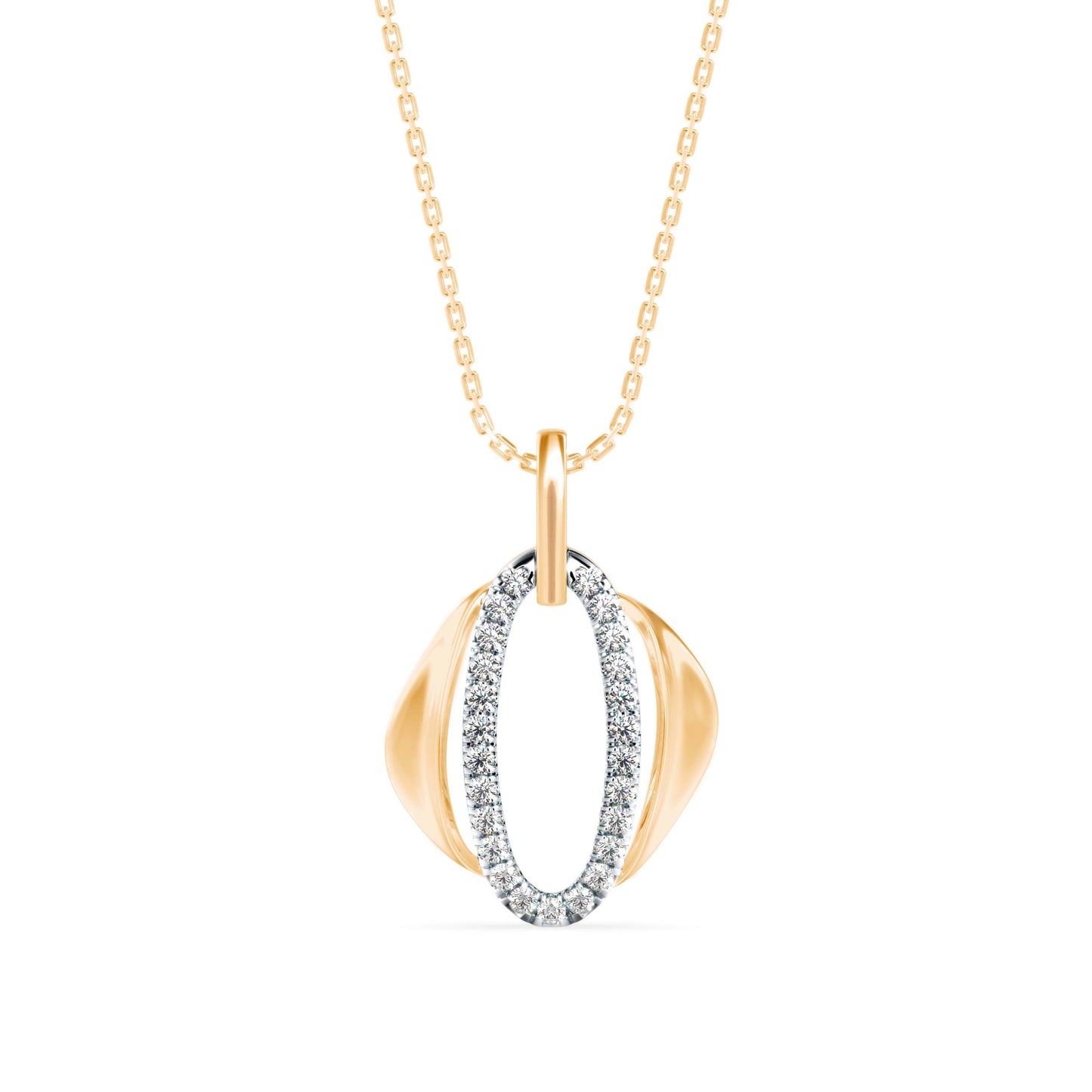 Ovate Charm Diamond Pendant Yellow Gold