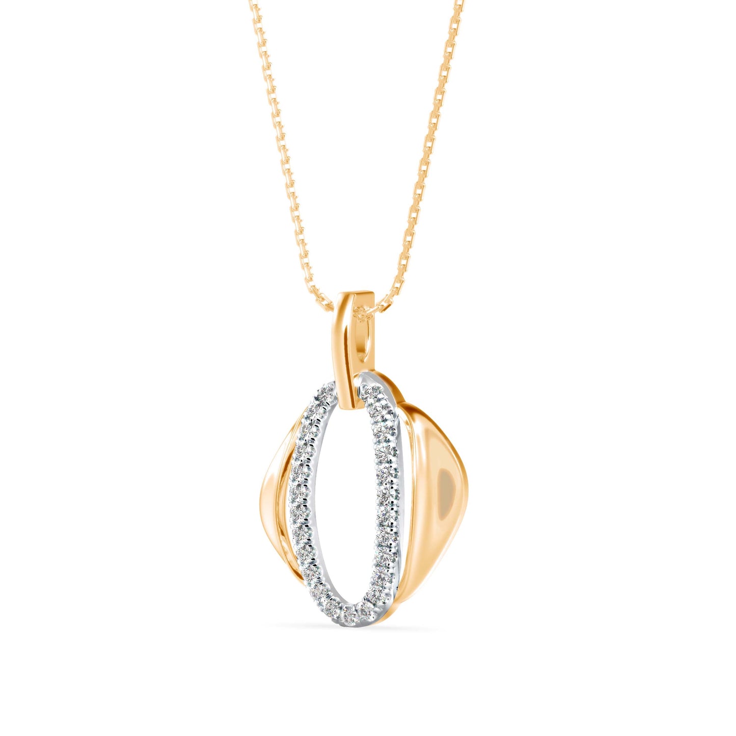 Ovate Charm Diamond Pendant Yellow Gold