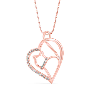 Kitten Heart Diamond Pendant Rose Gold