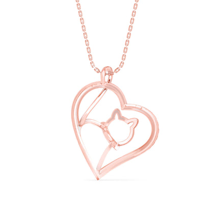 Kitten Heart Diamond Pendant Rose Gold