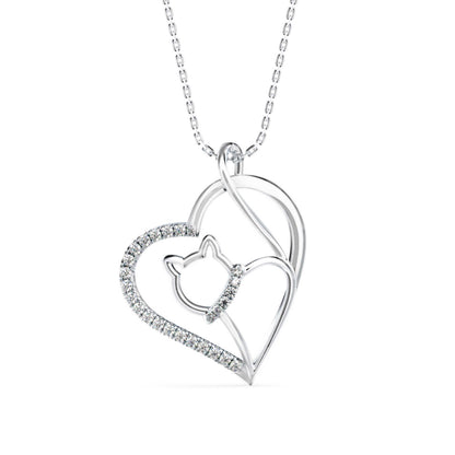 Kitten Heart Diamond Pendant Platinum