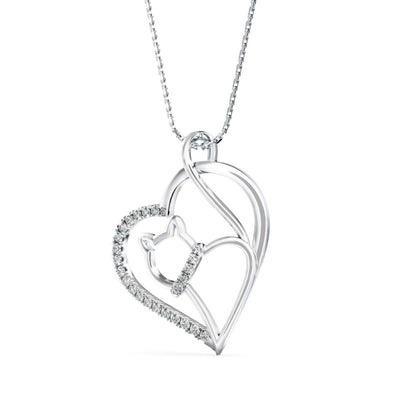 Kitten Heart Diamond Pendant Platinum