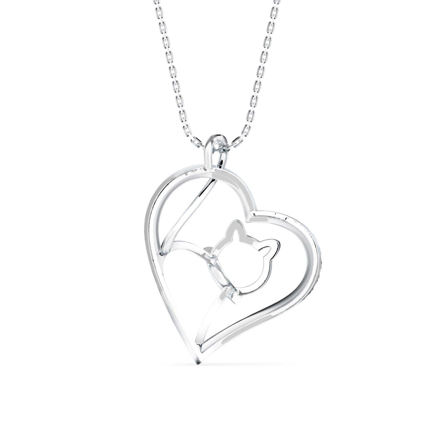 Kitten Heart Diamond Pendant Platinum