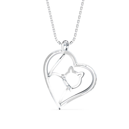 Kitten Heart Diamond Pendant Platinum