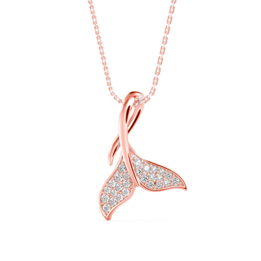 Diamond Fin Charm Pendant Rose Gold