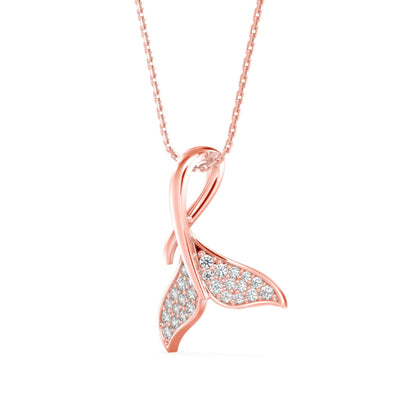 Diamond Fin Charm Pendant Rose Gold