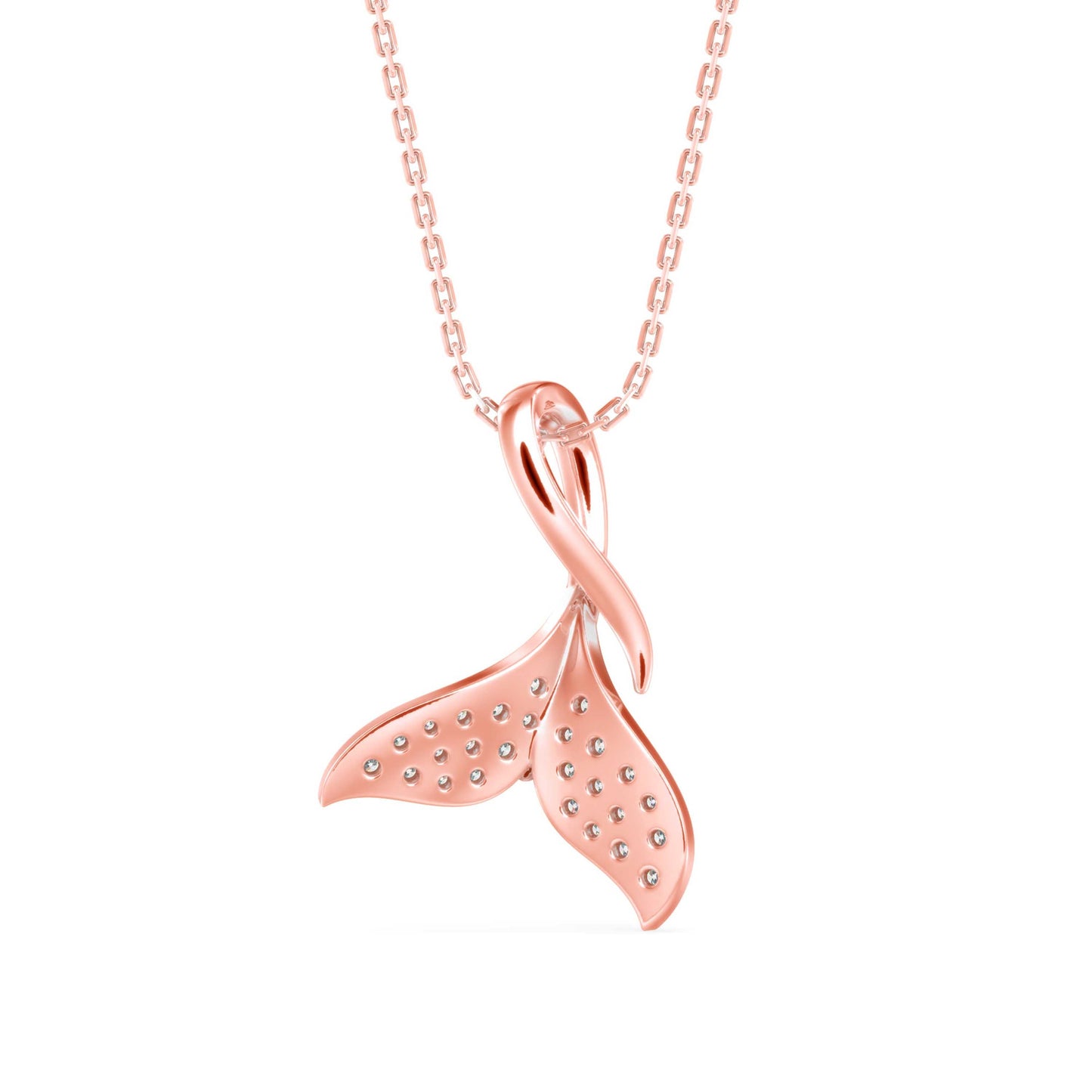 Diamond Fin Charm Pendant Rose Gold