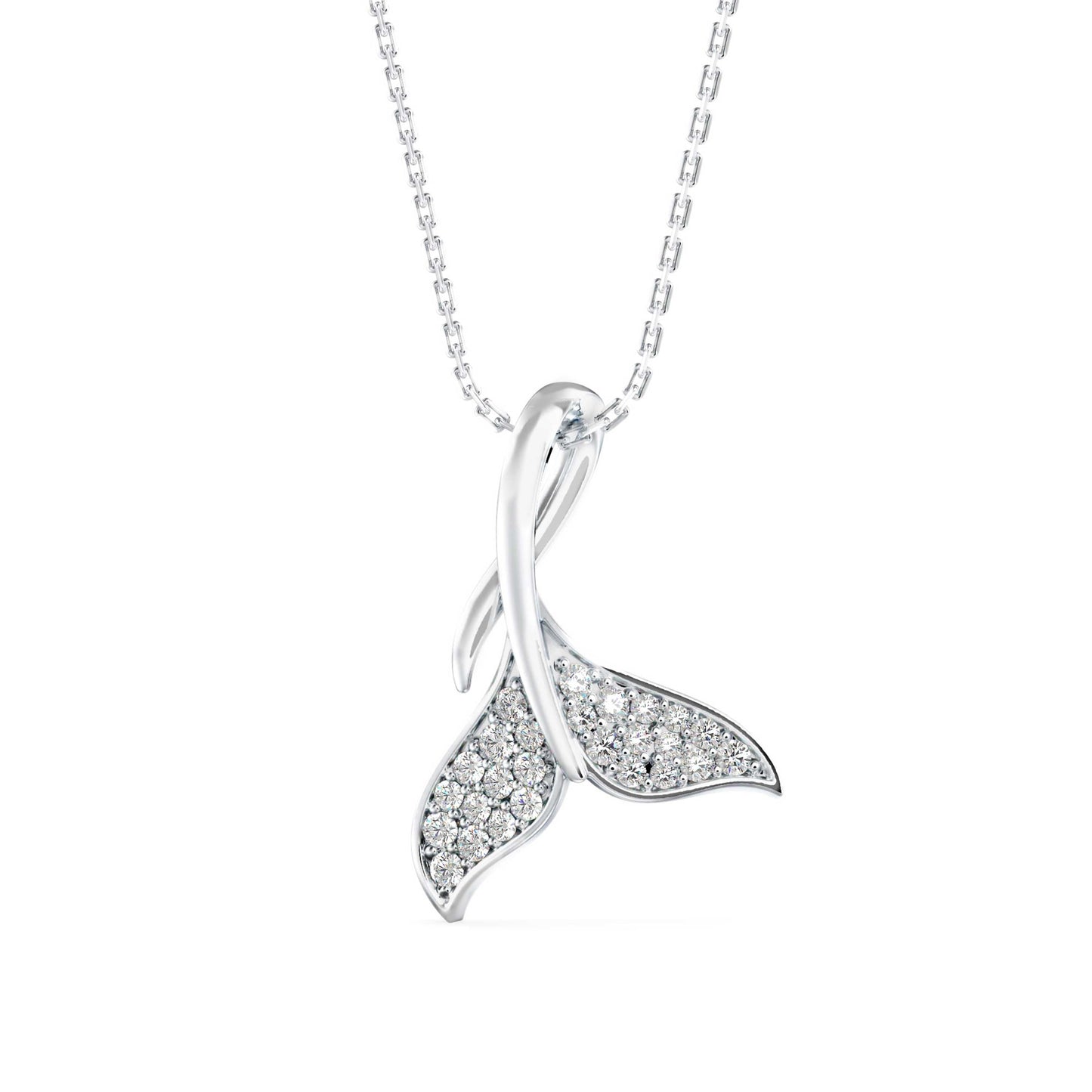 Diamond Fin Charm Pendant Platinum